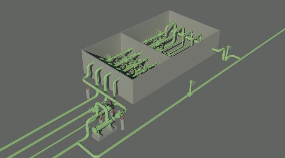 Plant 3D toolset render of pipe design